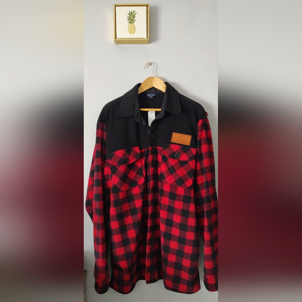 MWG Apparel Men's Shirts Jacket Fleece Warmth Plaid Red Black  XL By Canada New